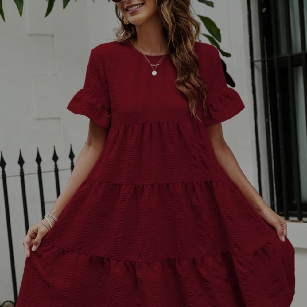 SHEIN Flounce Sleeve Smock Dress
